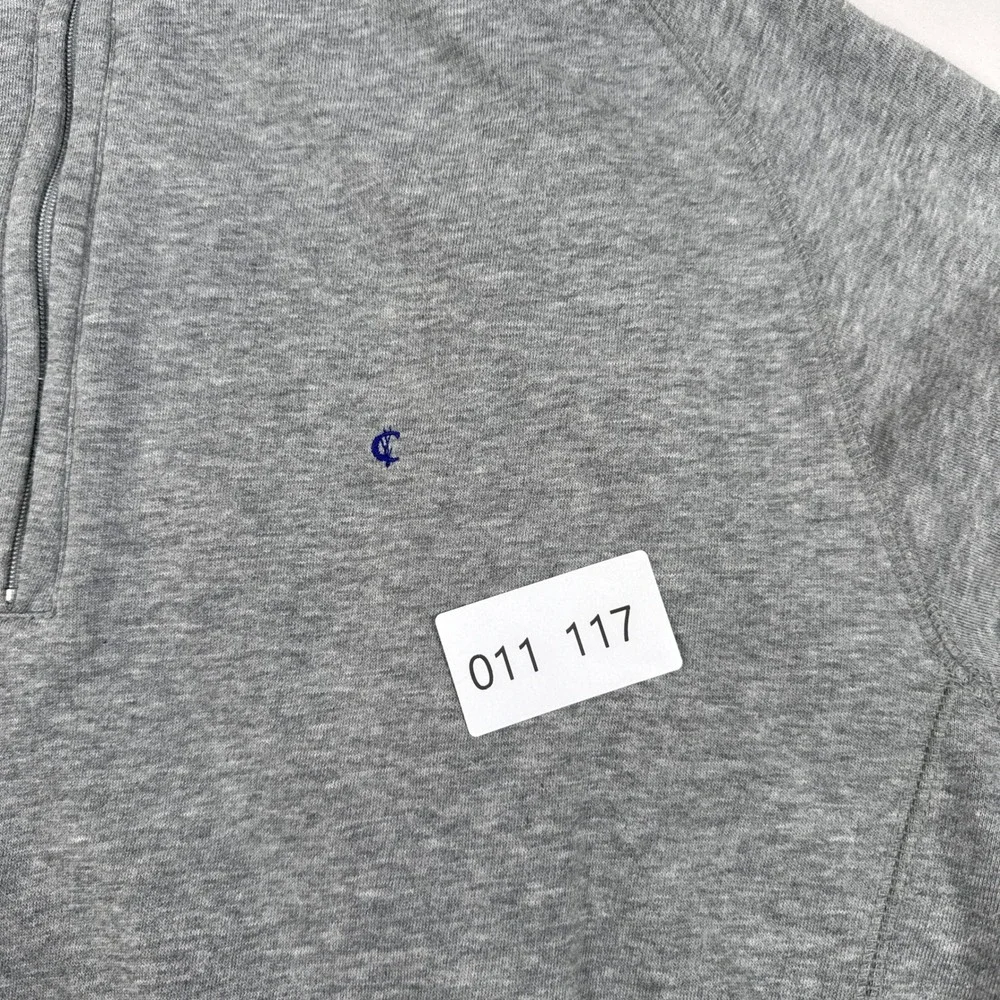 Criquet Quarter Zip Pullover Mens Medium Gray Cotton Mock Neck Preppy‎